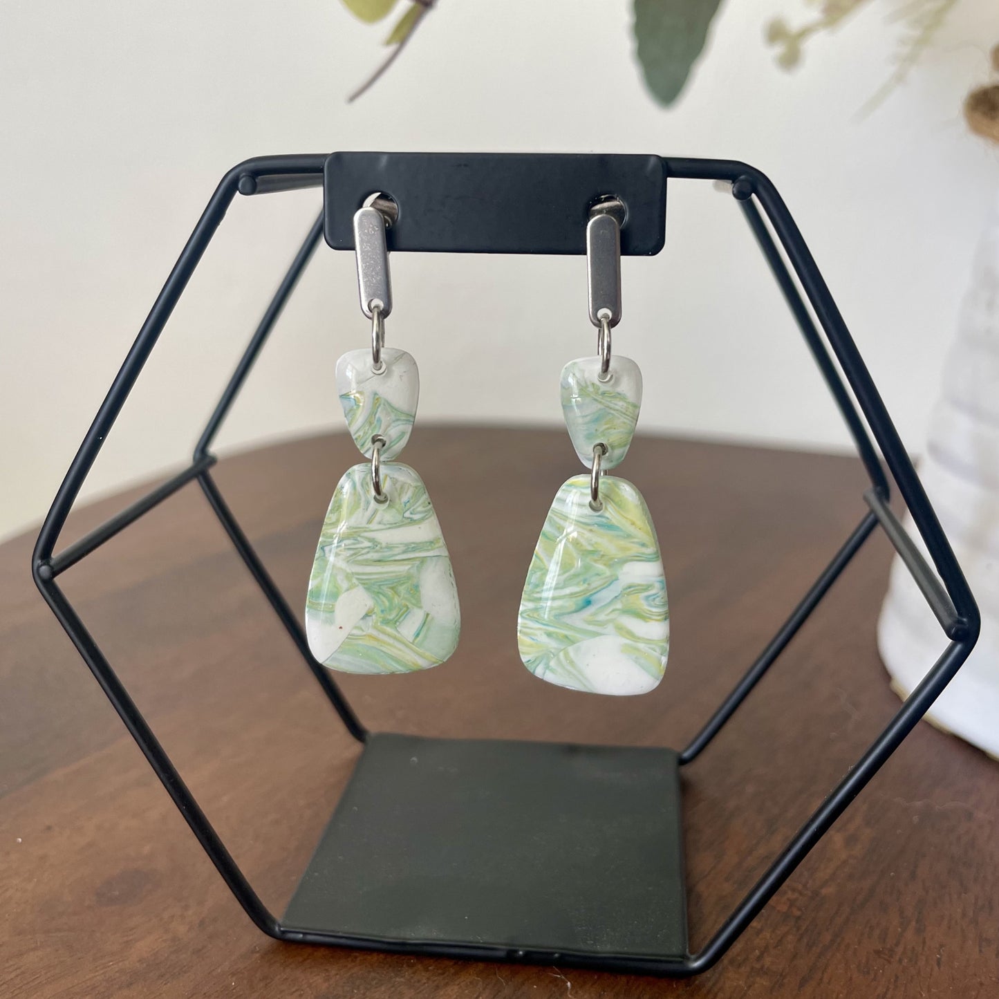 Sage Splash Double Drop Dangle