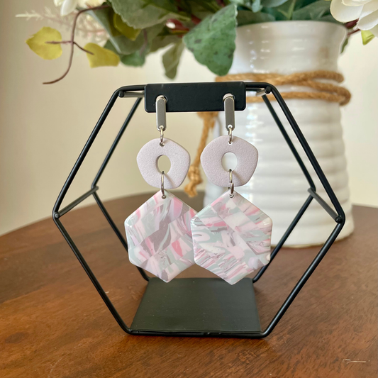 Blush Bloom Hexagon Dangle