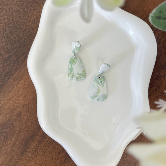 Sage Splash Clay Stud Drop Dangle