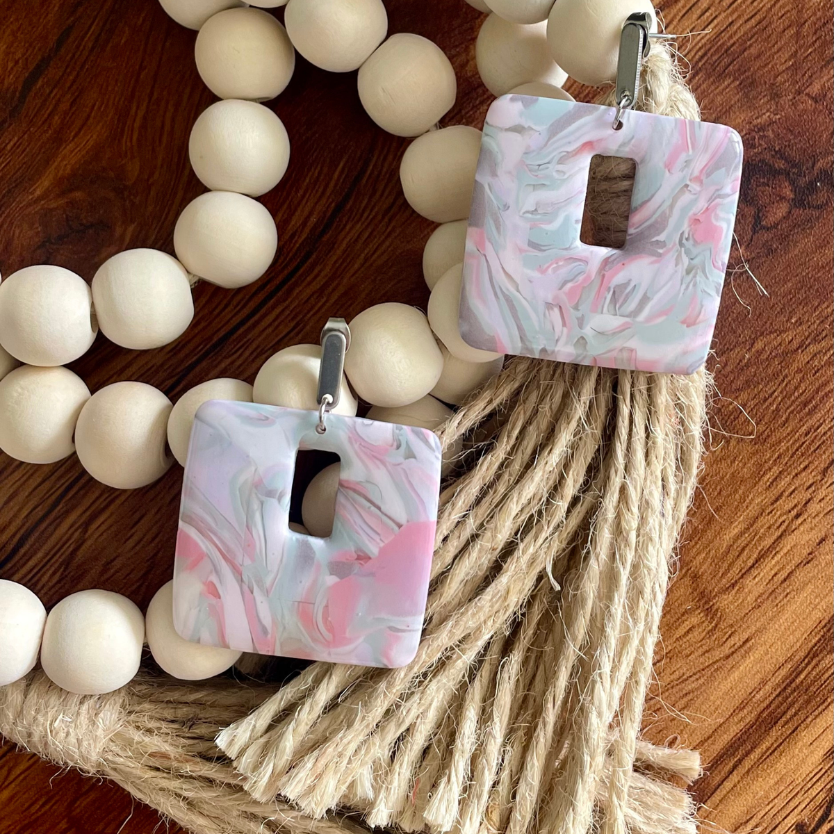 Blush Bloom Square Cutout Dangle