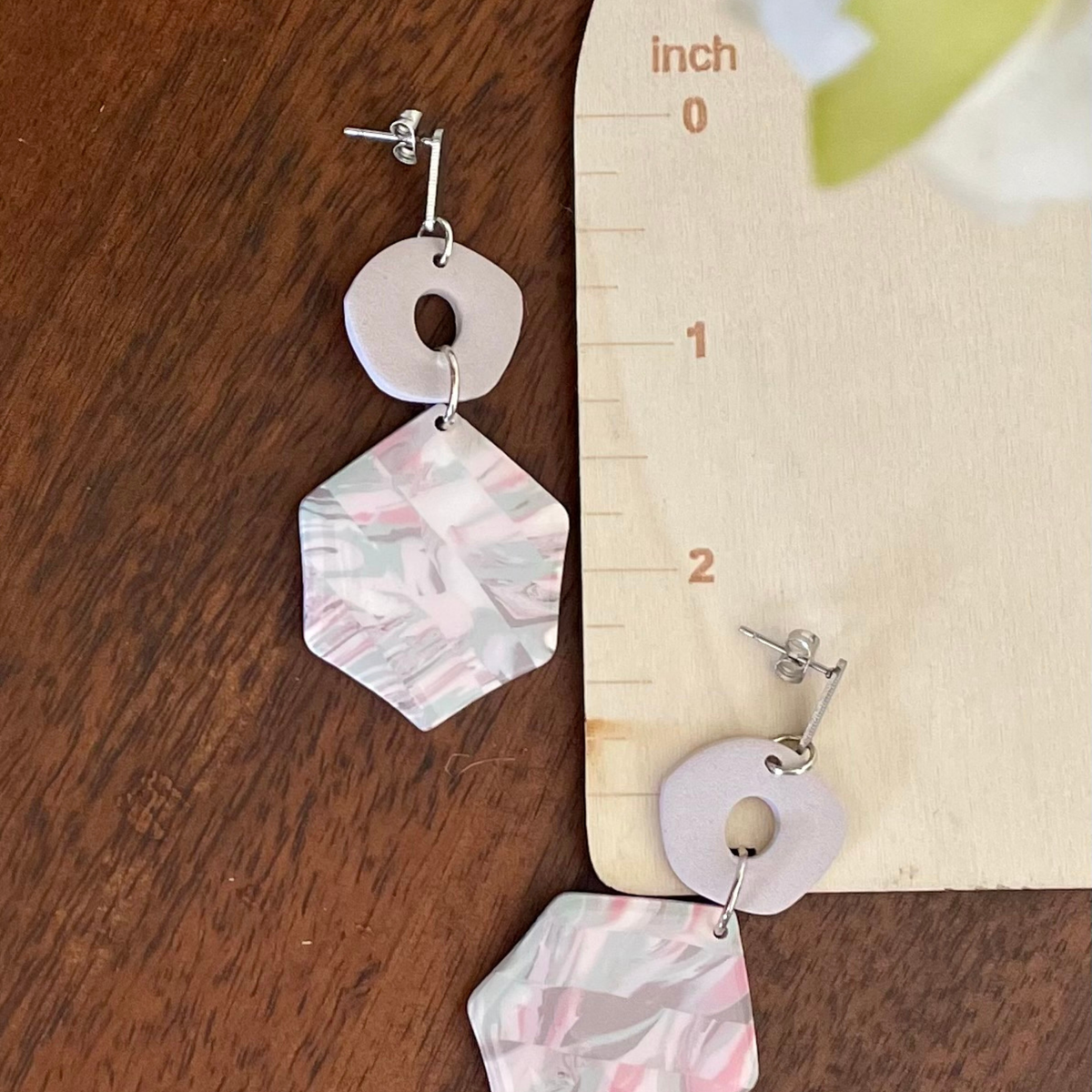 Blush Bloom Hexagon Dangle