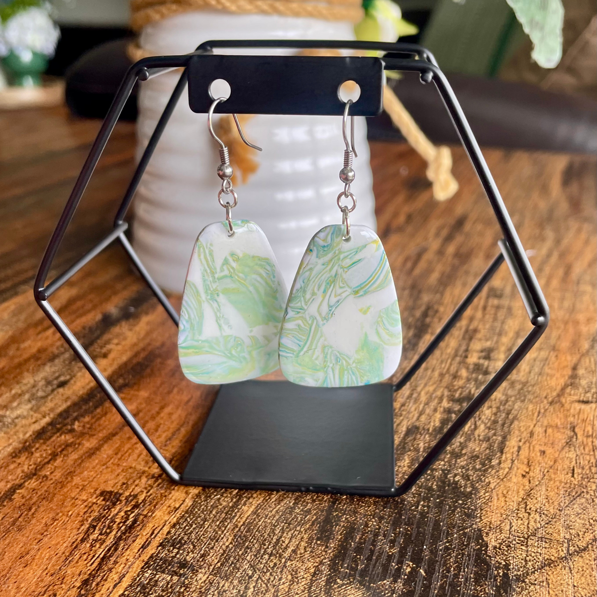 Sage Splash Freeform Tumble Dangle