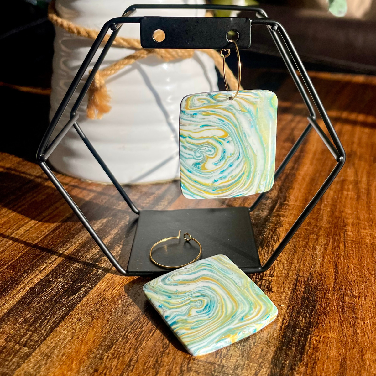 Mojito Mood Square Hoop Dangle