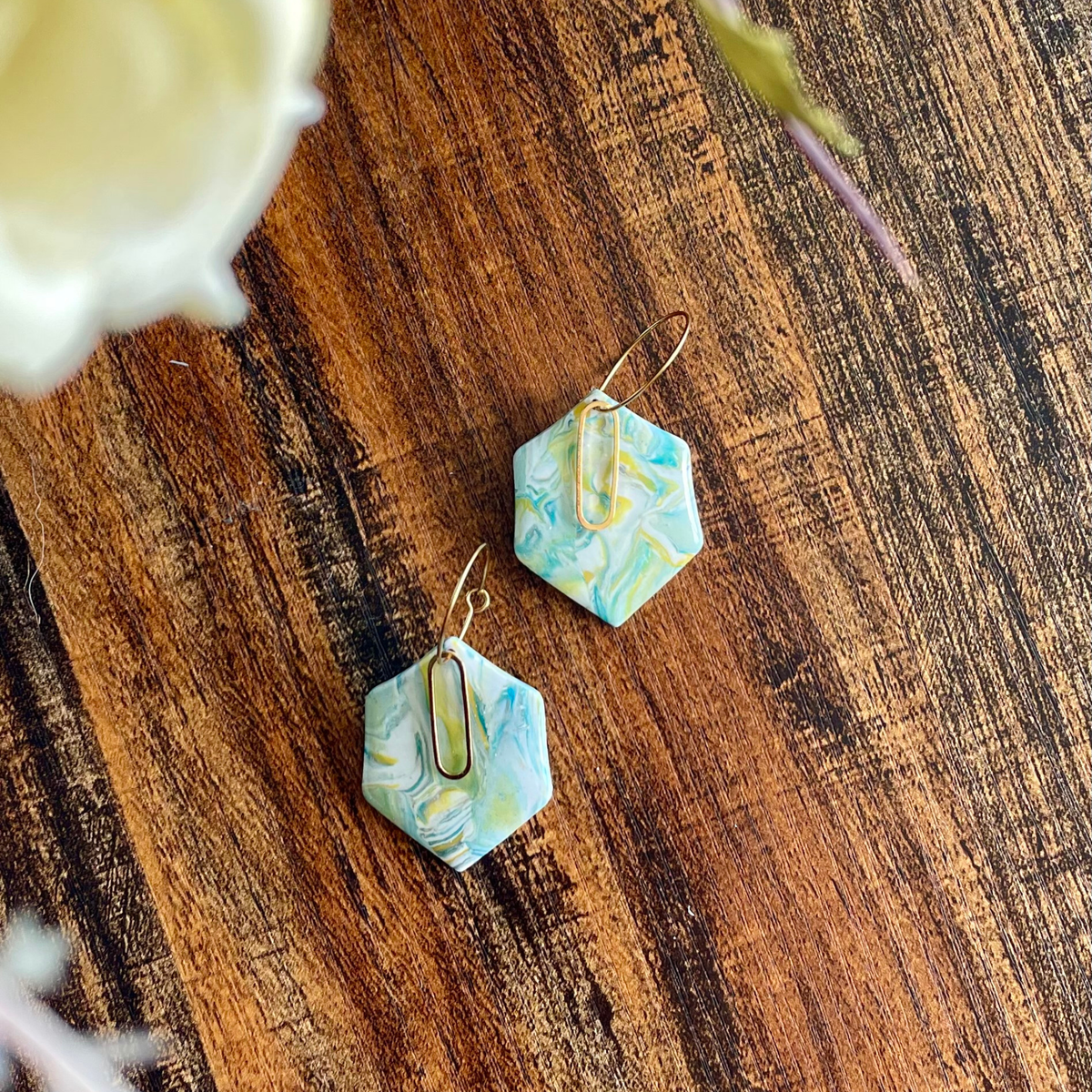 Mojito Mood Hexagon Hoop Dangle