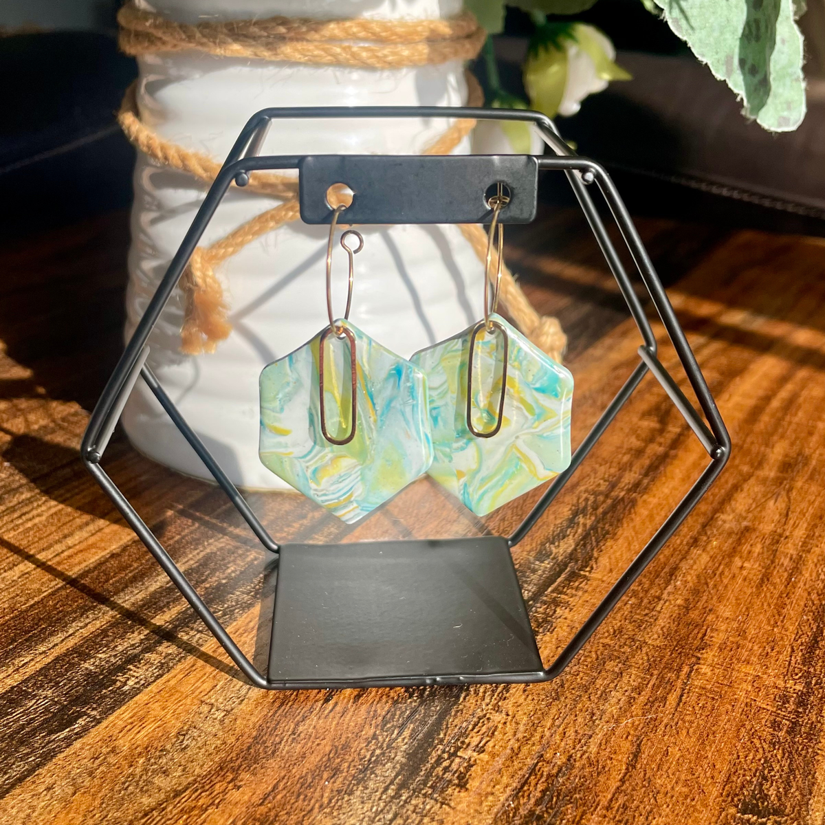 Mojito Mood Hexagon Hoop Dangle