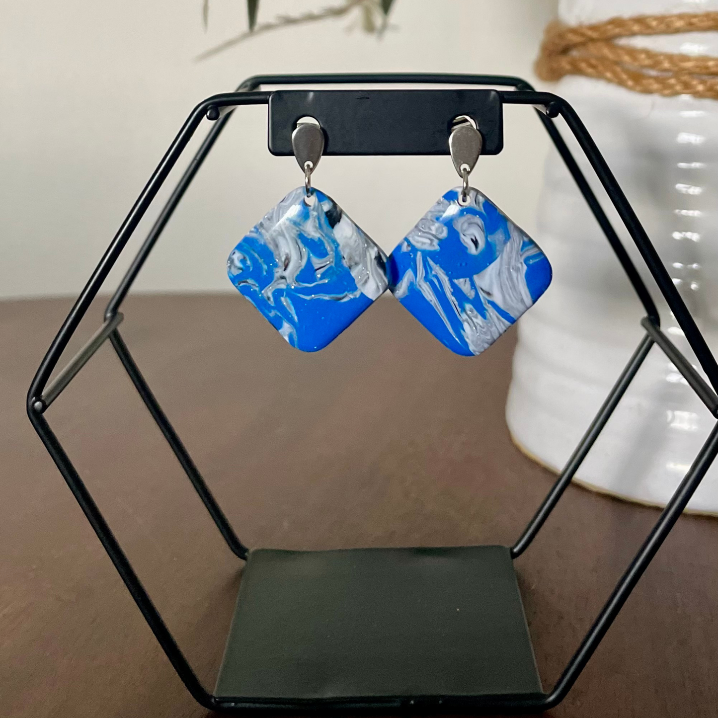 Cobalt Rush Square Dangle