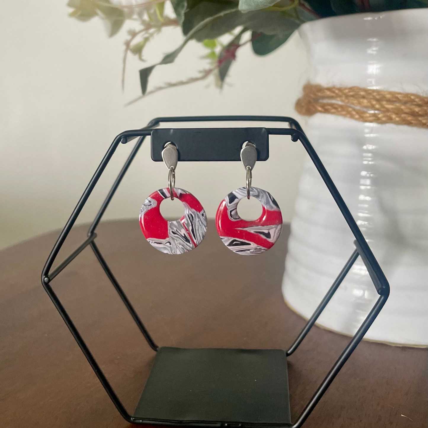 Scarlet Noir Circle Dangle