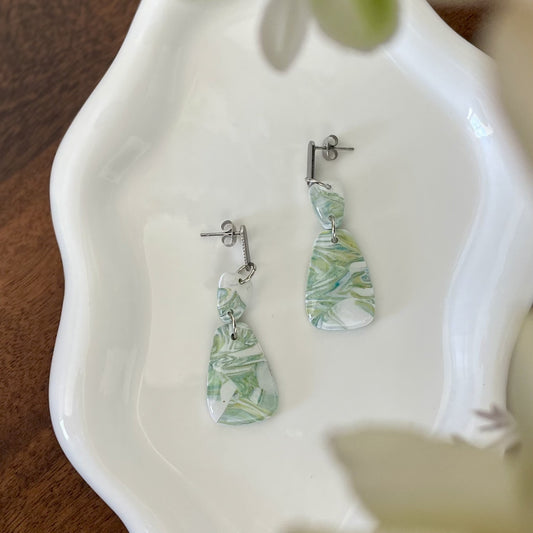 Sage Splash Double Drop Dangle