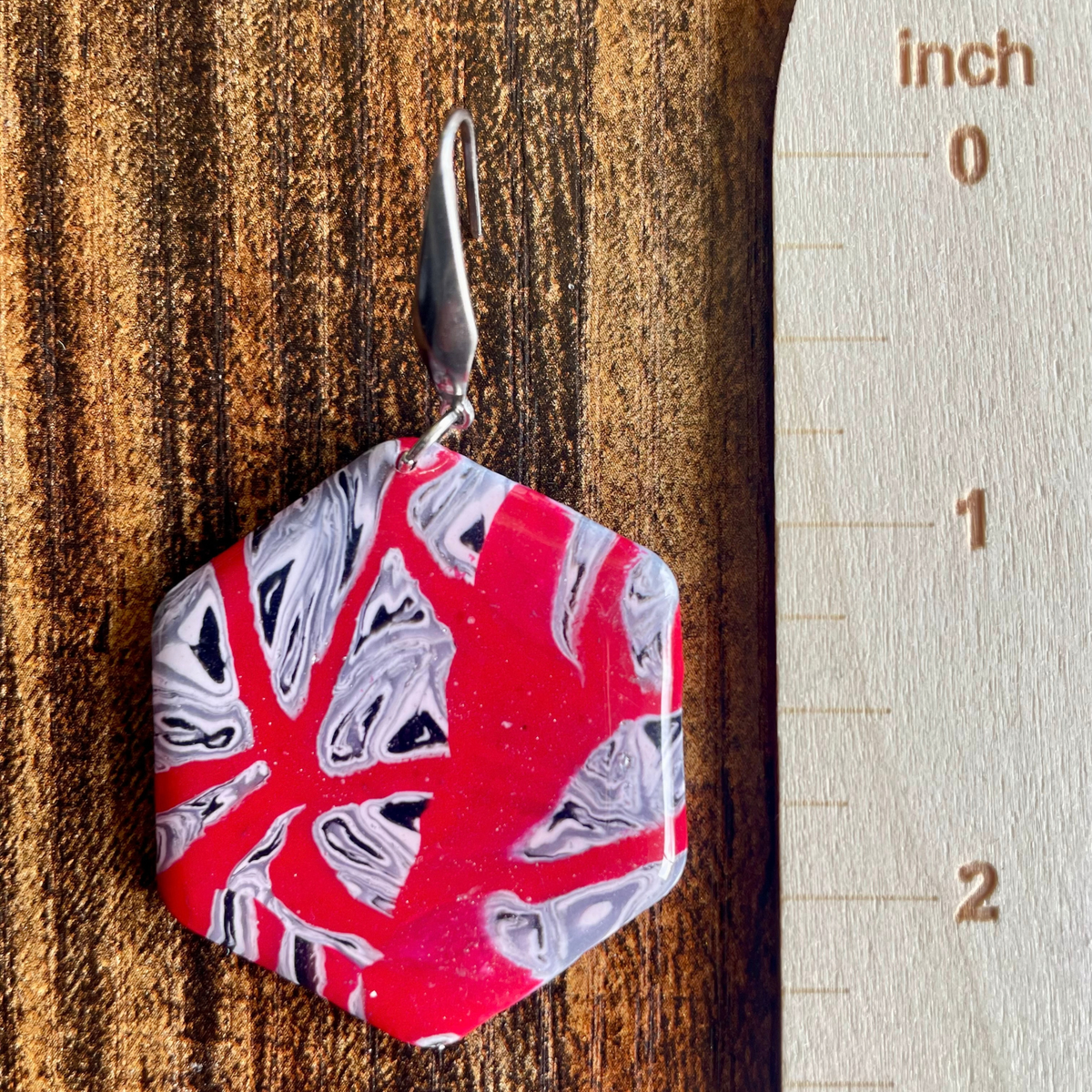 Scarlet Noir Hexagon Dangle