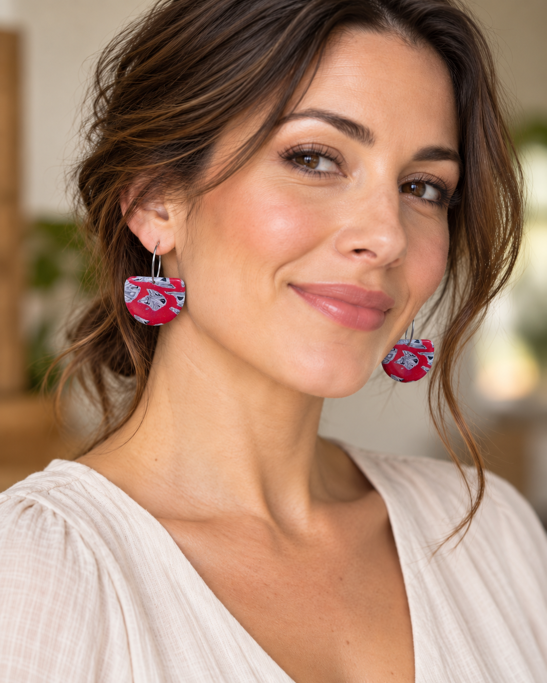 Scarlet Noir Half Circle Dangle