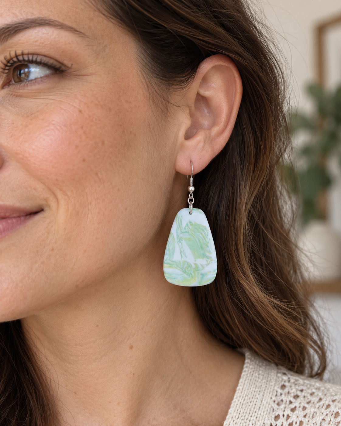 Sage Splash Freeform Tumble Dangle