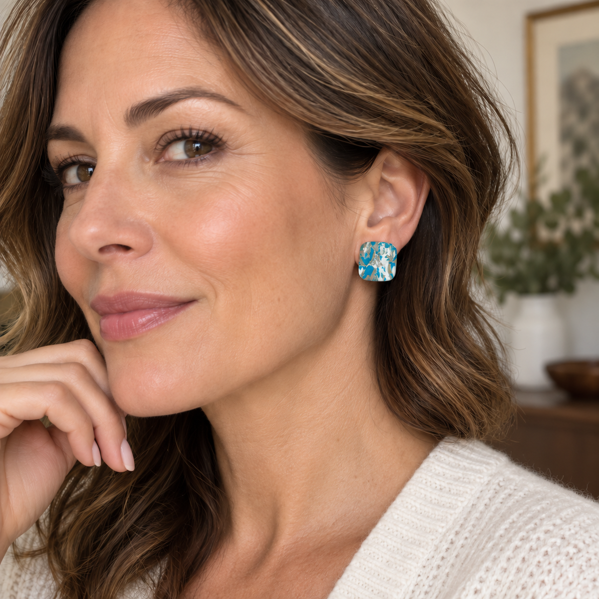 Azure Tide Square Stud