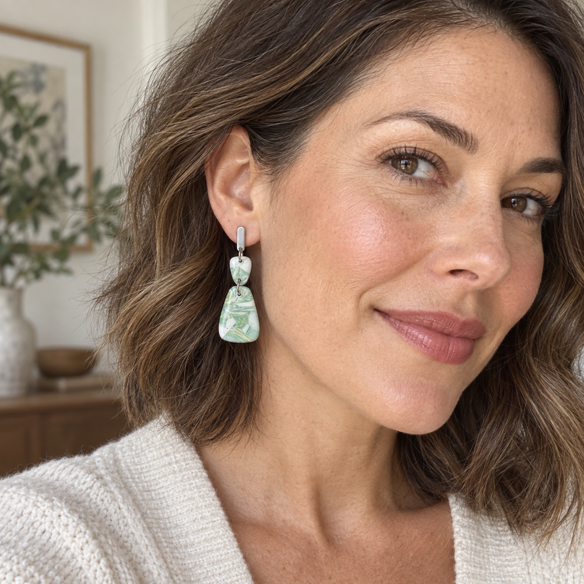Sage Splash Double Drop Dangle
