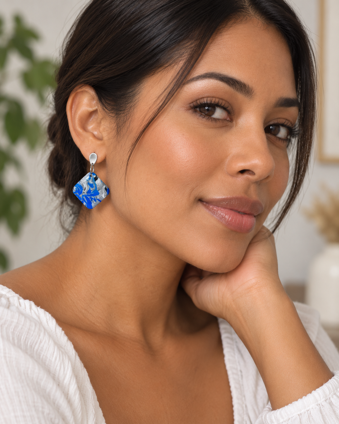 Cobalt Rush Square Dangle